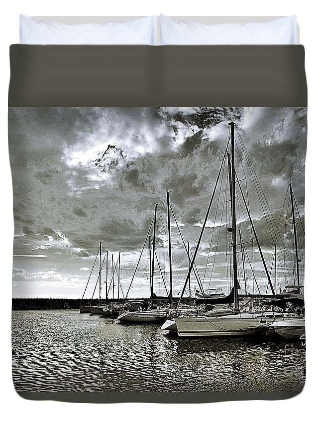Boats Duvet Cover featuring the photograph Boats by Ramona Matei