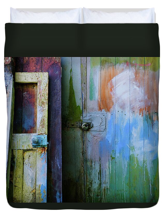 Paint Duvet Cover featuring the photograph Boatyard still life by Gary Browne