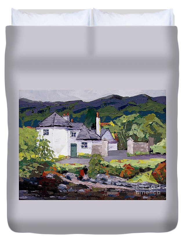 Oil Painting Duvet Cover featuring the painting Bona Lighthouse, 2015 by PJ Kirk
