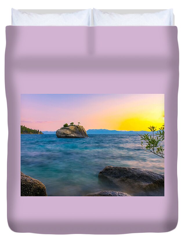 Bonsai Rock Duvet Cover featuring the photograph Bonsai Rock Sunset by Ryan Workman Photography