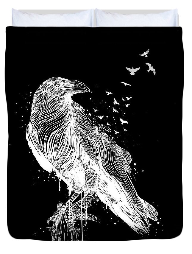 Birds Duvet Cover featuring the drawing Born to be free II by Balazs Solti