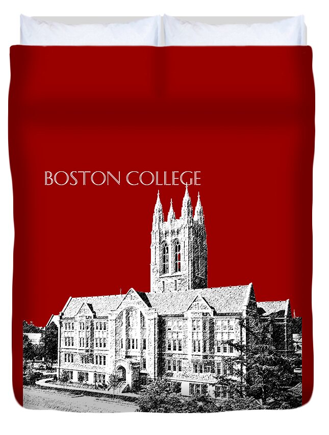 University Duvet Cover featuring the digital art Boston College - Maroon by DB Artist
