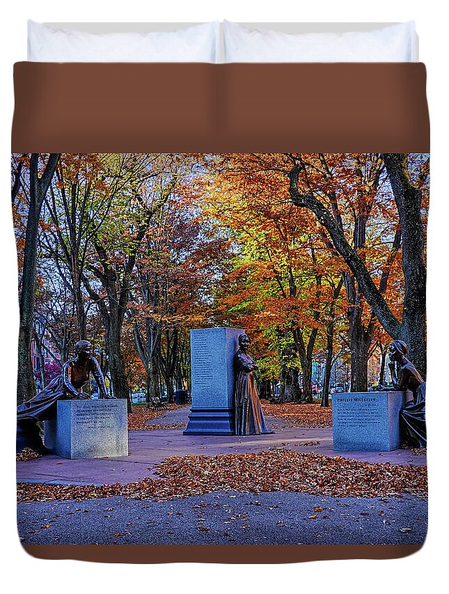 Boston Duvet Cover featuring the photograph Boston MA Commonwealth Ave Mall Fall Foliage by Toby McGuire