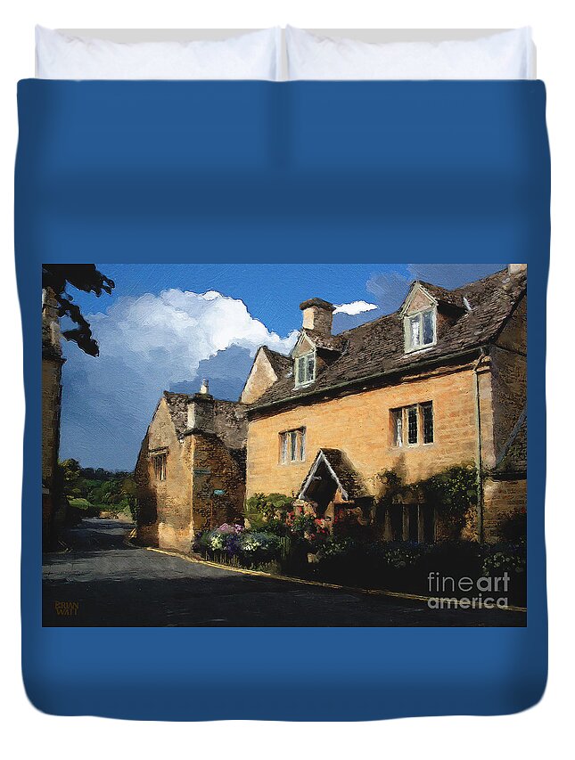 Bourton-on-the-water Duvet Cover featuring the photograph Bourton Backstreet by Brian Watt