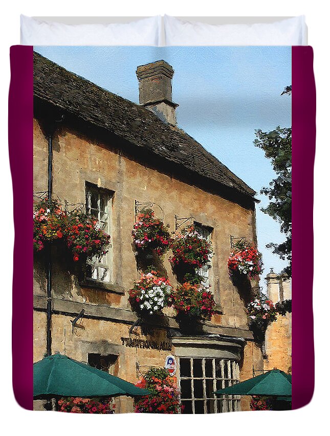 Bourton-on-the-water Duvet Cover featuring the photograph Bourton Pub by Brian Watt