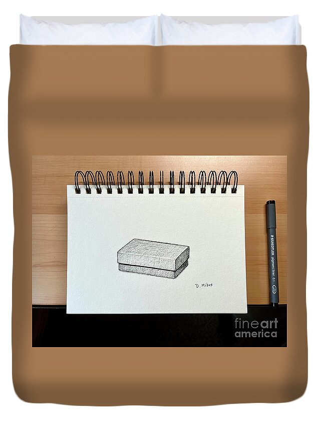  Duvet Cover featuring the drawing Box Sketch Practice by Donna Mibus