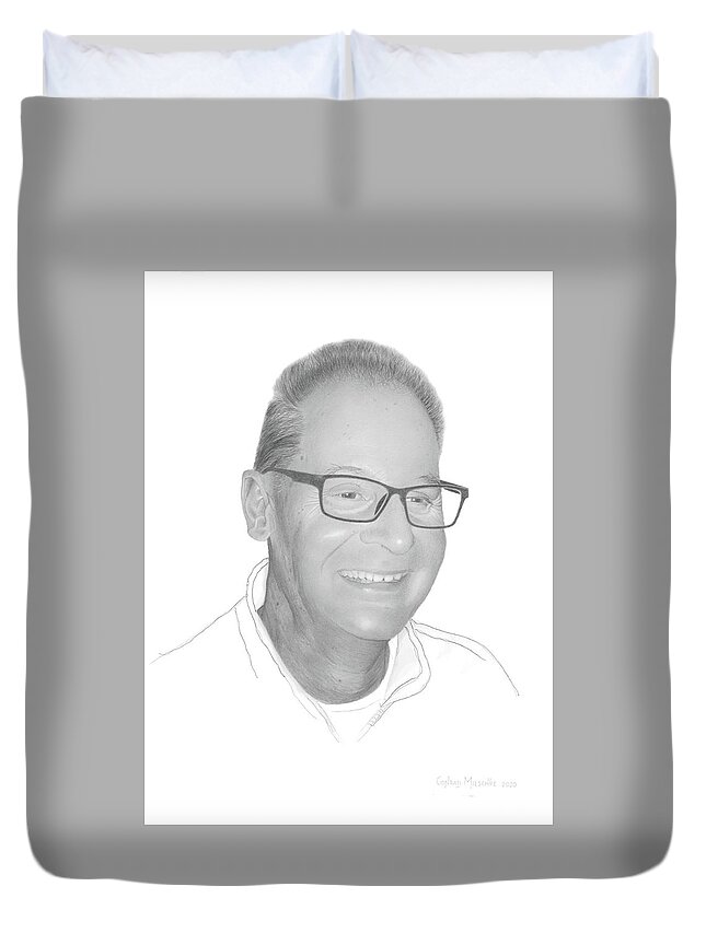 Portrait Duvet Cover featuring the drawing Brad by Conrad Mieschke