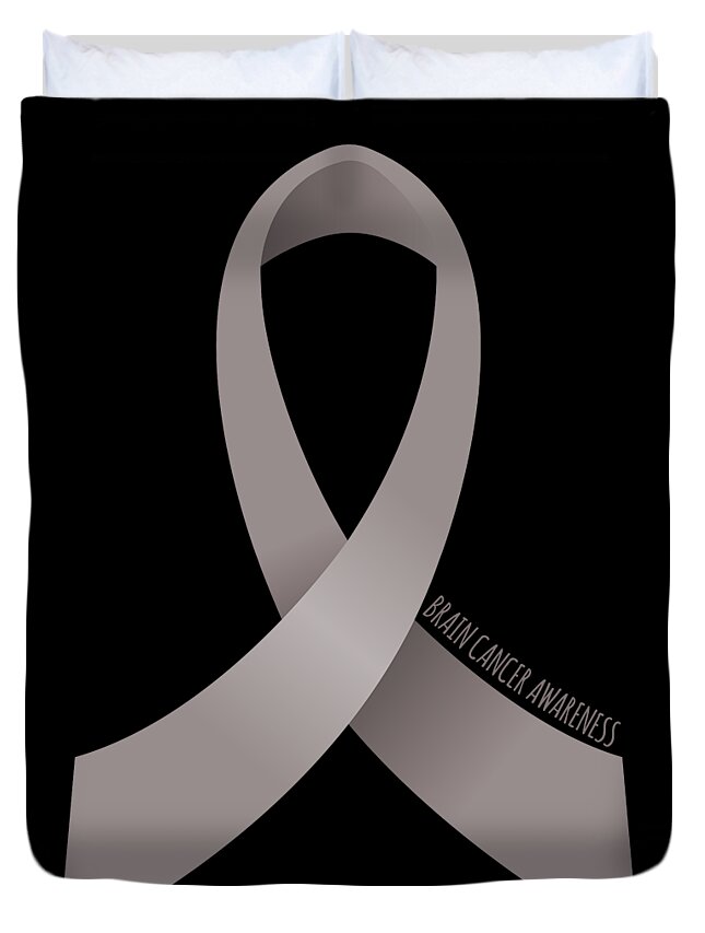 Awareness Duvet Cover featuring the digital art Brain Cancer Awareness Ribbon by Flippin Sweet Gear