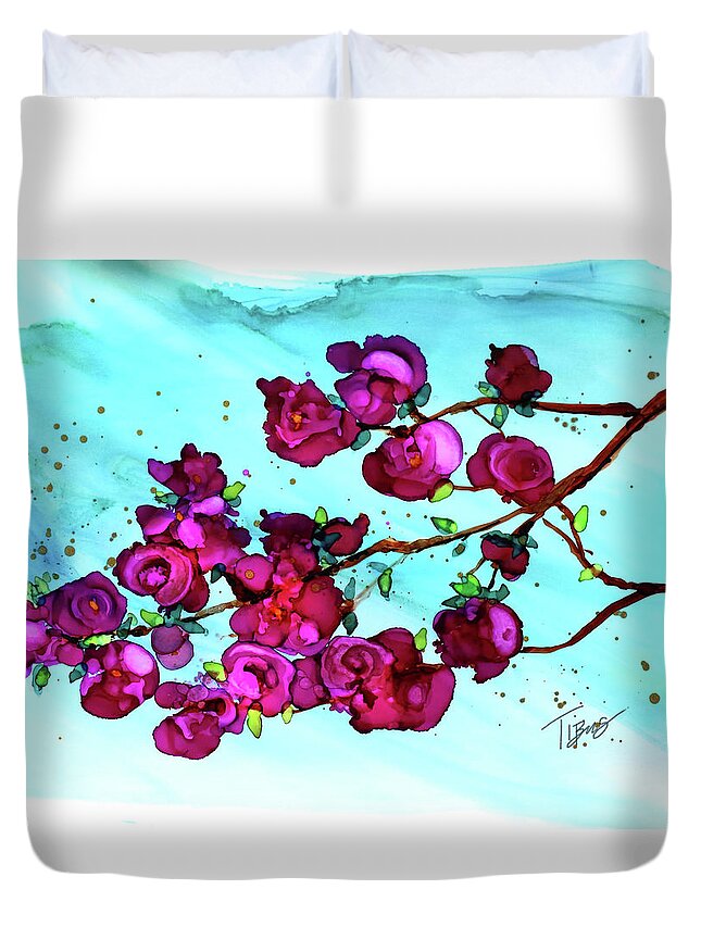  Duvet Cover featuring the painting Branch Out by Julie Tibus