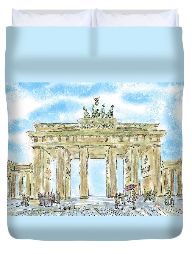 Germany Duvet Cover featuring the painting Brandenburg Gate, Berlin, Germany by Horst Rosenberger