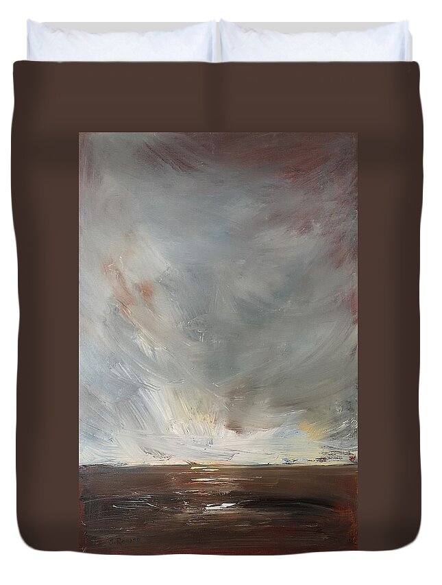 Landscape Duvet Cover featuring the painting Breaking Through by Sheila Romard