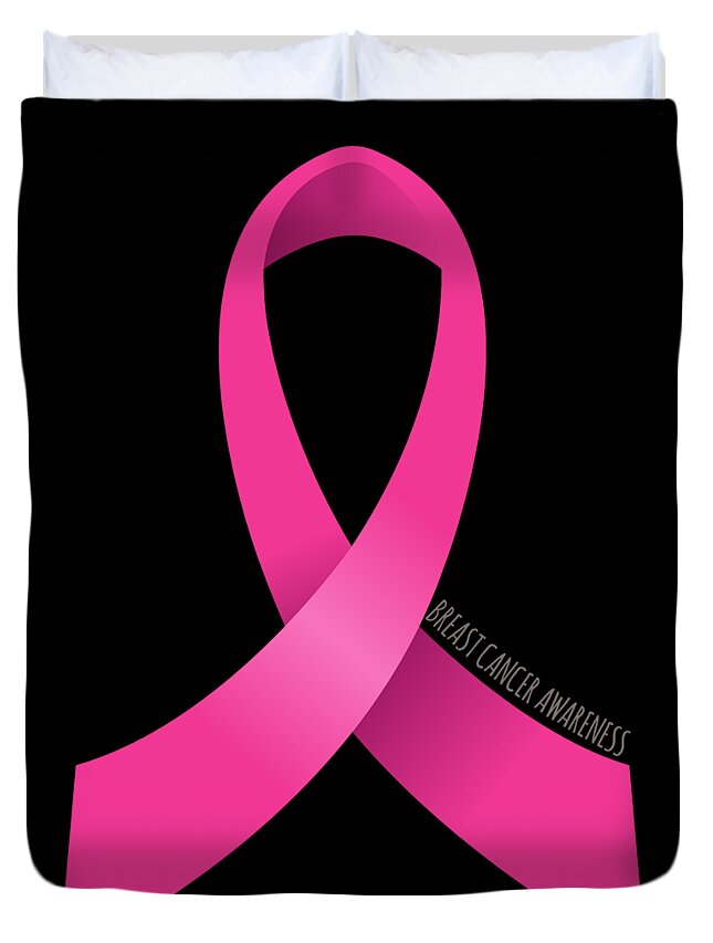Awareness Duvet Cover featuring the digital art Breast Cancer Awareness by Flippin Sweet Gear