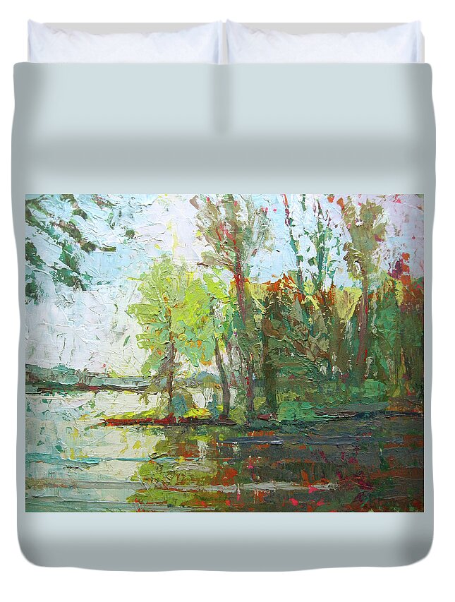 Water Duvet Cover featuring the painting Breathing In by Robie Benve