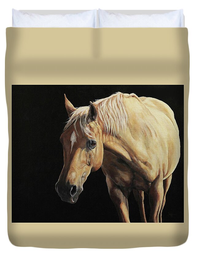 Horse Duvet Cover featuring the painting Breezy2 by Joan Frimberger