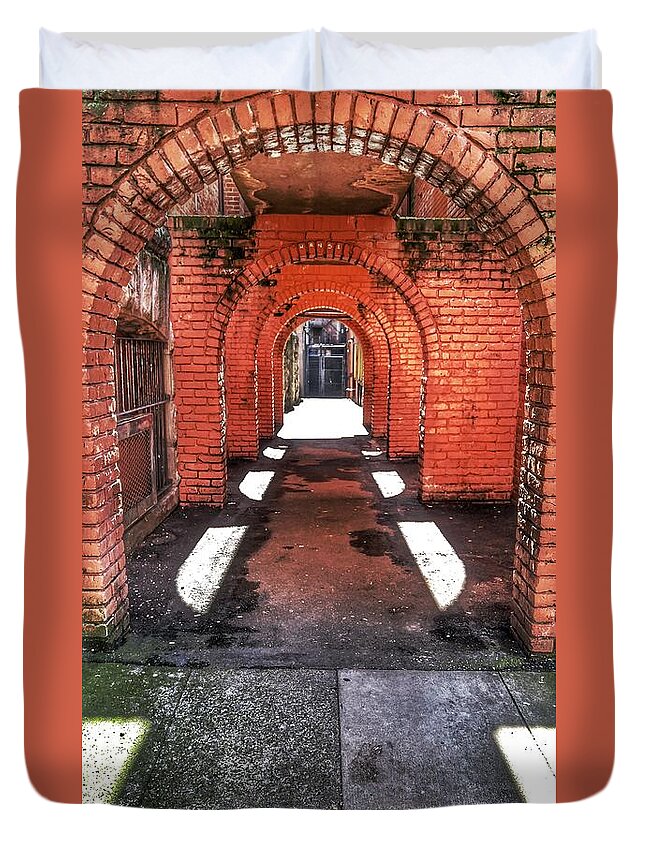 Bricks Duvet Cover featuring the photograph Brick Arches by Kimberly Furey
