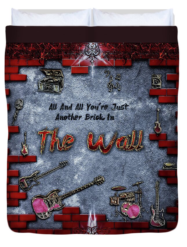 Brick In The Wall Duvet Cover featuring the digital art The Wall by Michael Damiani