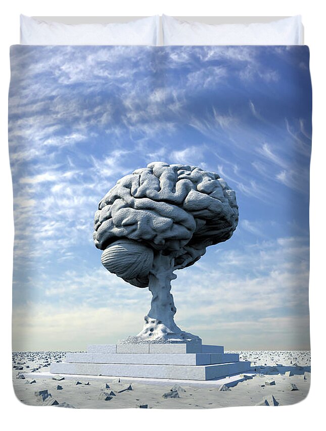 Brain Duvet Cover featuring the digital art Bricks Of Perception by Russell Kightley