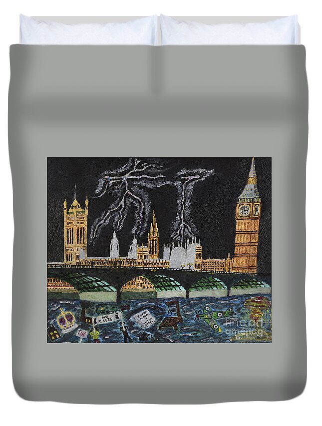 London Duvet Cover featuring the painting Bridge over Troubled waters by David Westwood