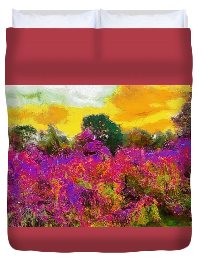 Meadow Duvet Cover featuring the mixed media Brilliant Meadow by Christopher Reed