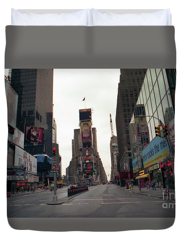 Broadway Duvet Cover featuring the photograph Broadway in the early 1990's by Steven Spak