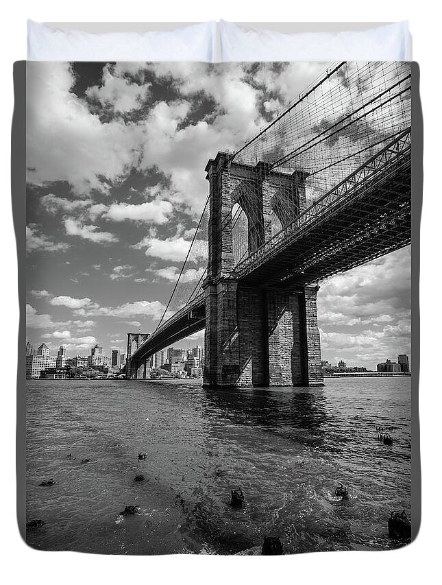 New York Duvet Cover featuring the photograph Brooklyn Bridge #4 by Alberto Zanoni