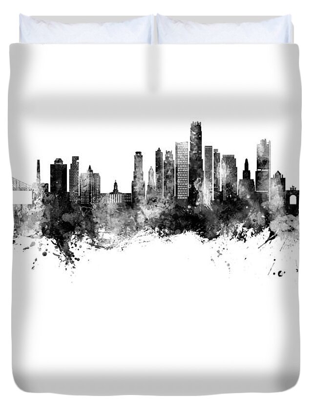 Brooklyn Duvet Cover featuring the digital art Brooklyn New York Skyline #78 by Michael Tompsett