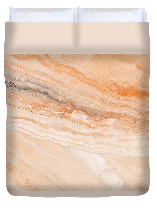 Paper Duvet Cover featuring the painting Brown beige abstract marble granite natural sand stone texture panorama by N Akkash