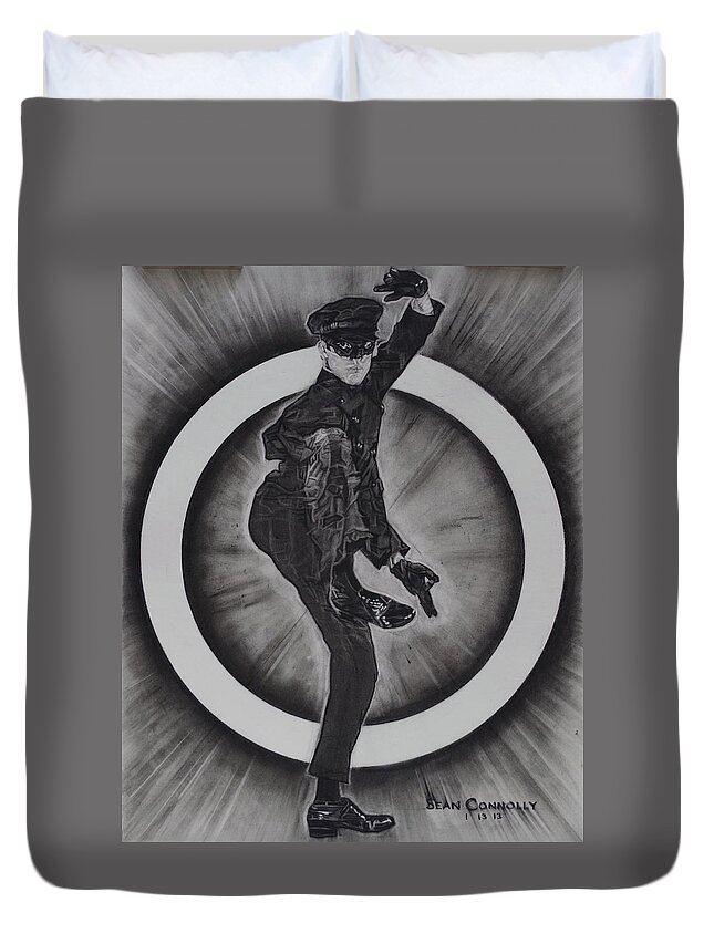 Charcoal Pencil Duvet Cover featuring the drawing Bruce Lee - Kato - 2 by Sean Connolly