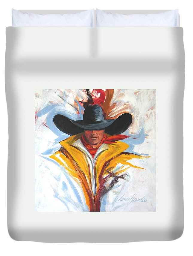Horses Art Duvet Cover featuring the painting Brushstroke Cowboy by Lance Headlee