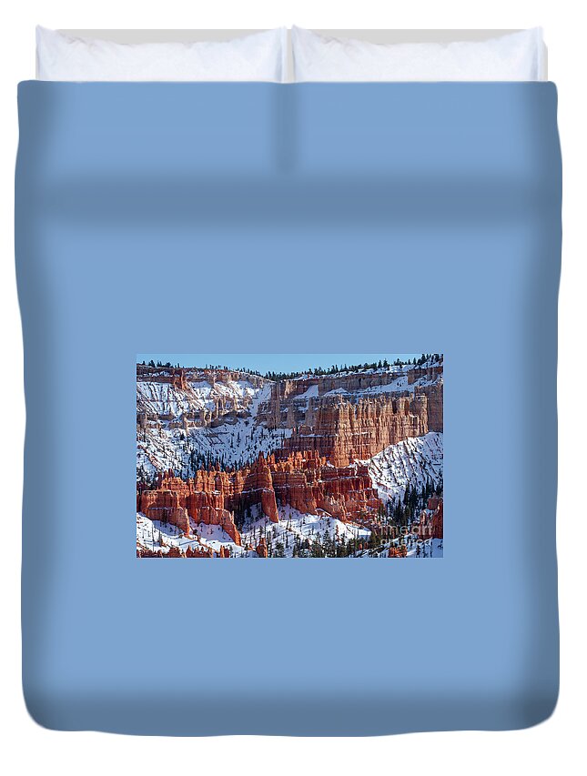 Bryce Canyon National Park Duvet Cover featuring the photograph Bryce Canyon Snowscape Five by Bob Phillips