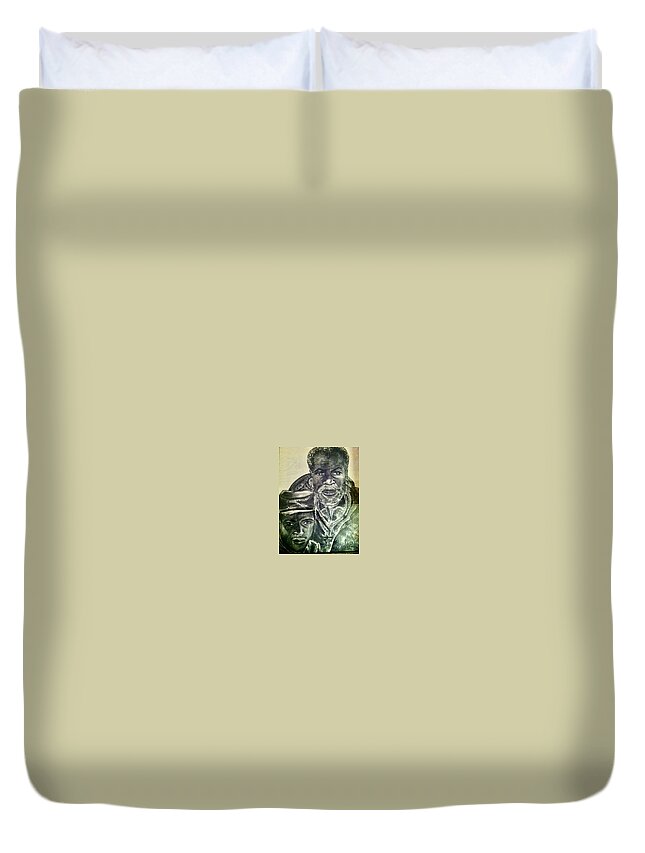  Duvet Cover featuring the mixed media B.Soldier by Angie ONeal