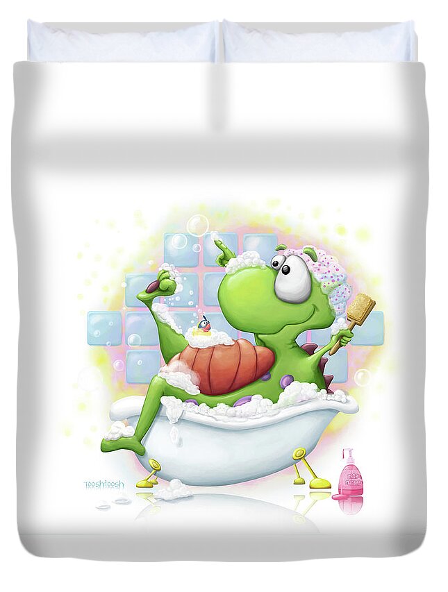 Funny Duvet Cover featuring the digital art Bubble Bath by Toosh Toosh