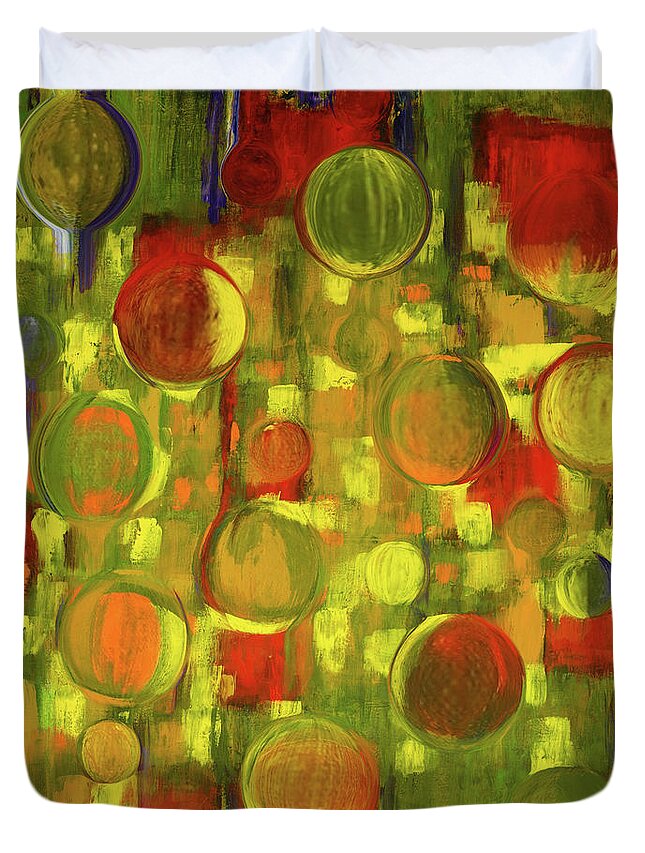 A-fine-art Duvet Cover featuring the mixed media Bubblelicious 7 by Catalina Walker