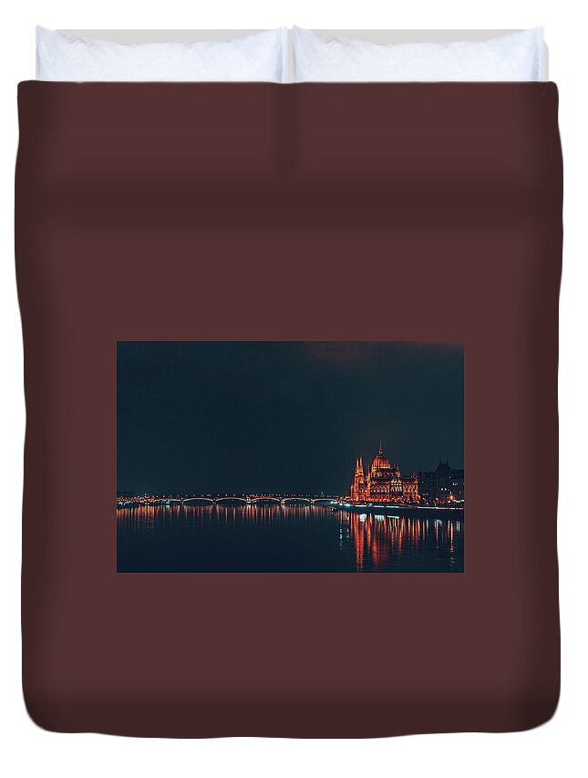 Budapest Duvet Cover featuring the photograph Budapest Parliament at Night by Tito Slack