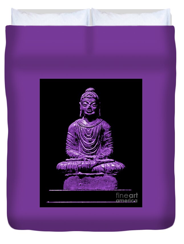 Buddha Duvet Cover featuring the photograph Buddha Purple by Marisol VB