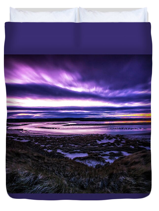 Budle Bay Duvet Cover featuring the photograph Budle Bay at Sunset by John Paul Cullen