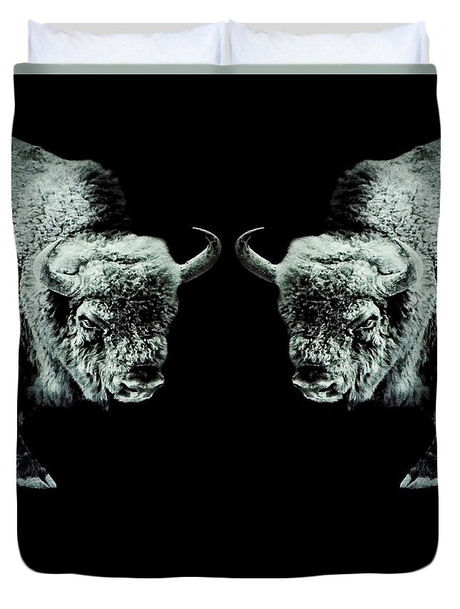 Buffalo Mask Duvet Cover featuring the digital art Buffalo Mask by Weston Westmoreland