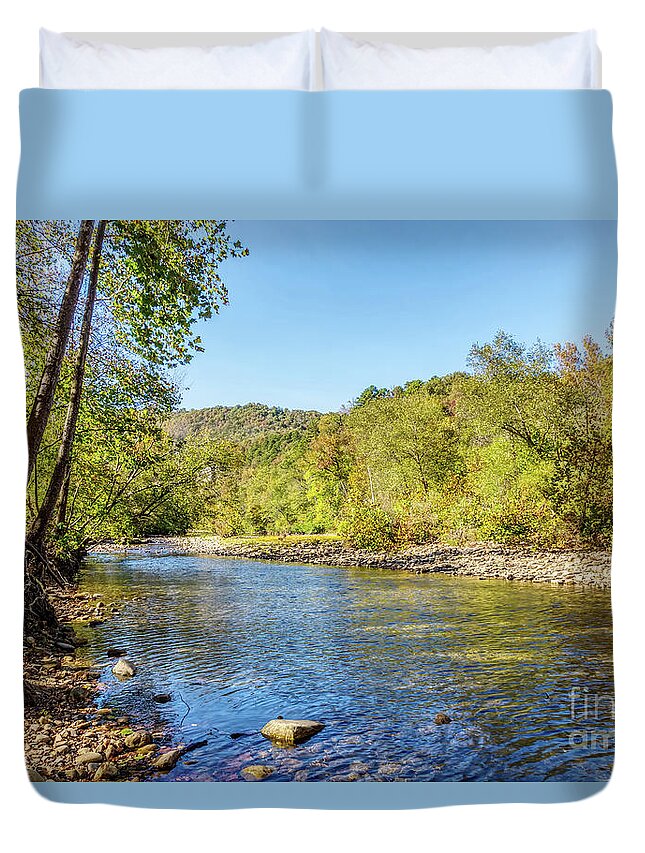 Ar Duvet Cover featuring the photograph Buffalo River Fall Afternoon by Jennifer White