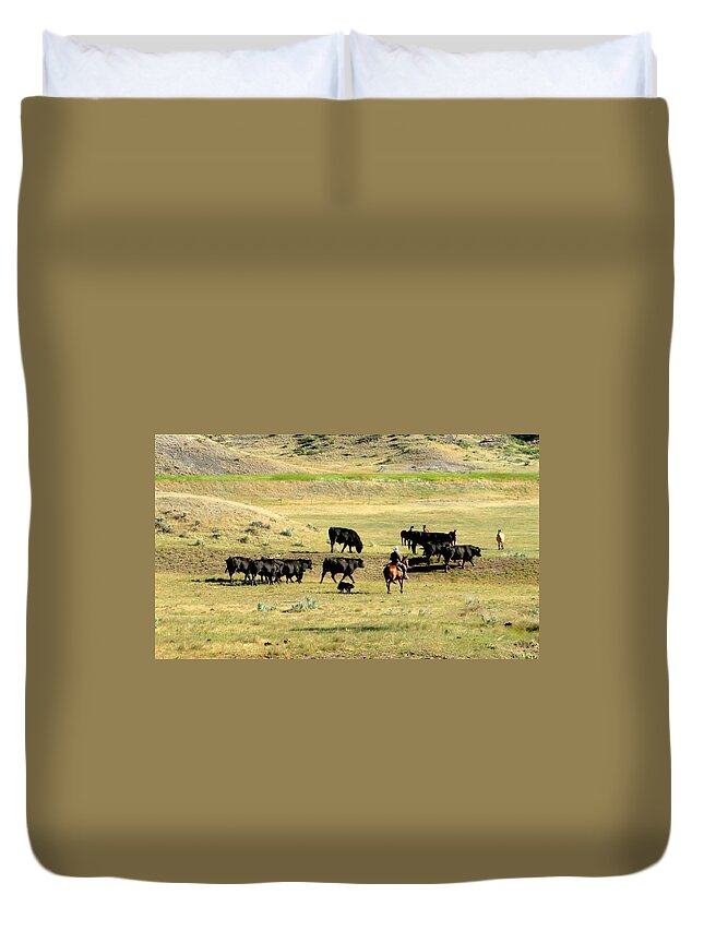 Ranch Duvet Cover featuring the photograph Bull Turnout by Katie Keenan