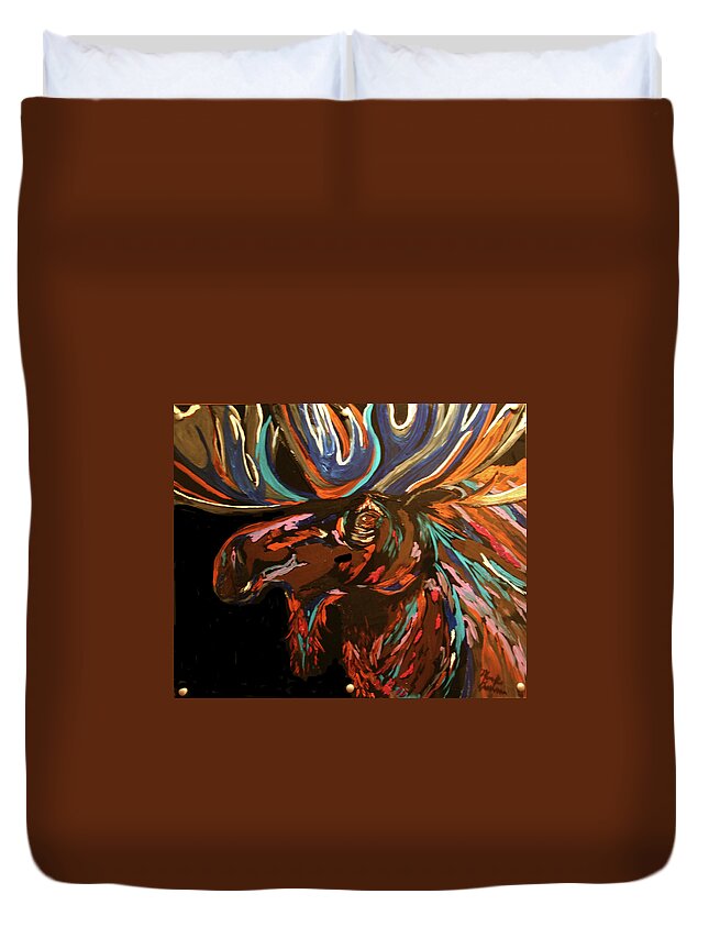 Animals Duvet Cover featuring the painting Bullwinkel by Marilyn Quigley