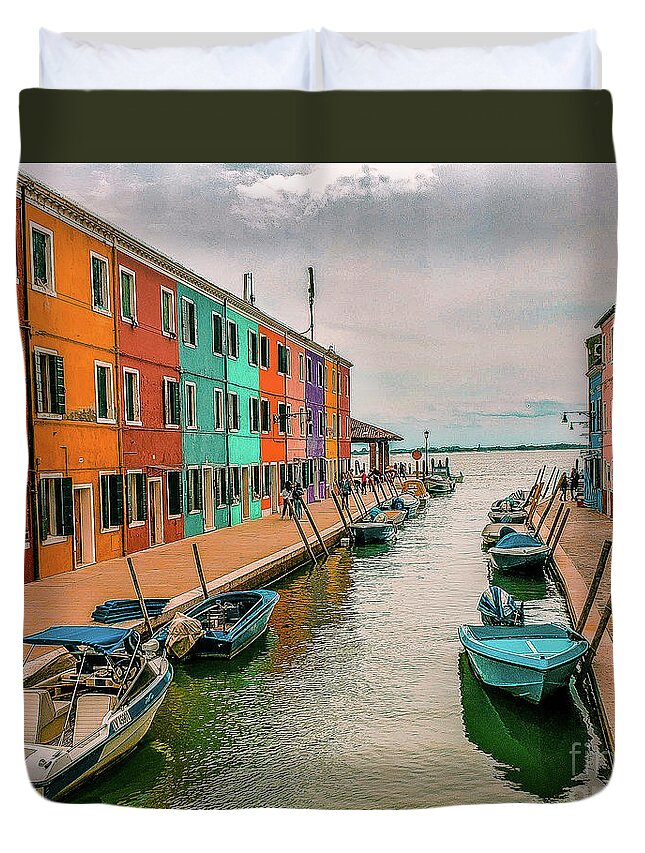  Duvet Cover featuring the photograph Burano, Italy #1 by Ken Arcia