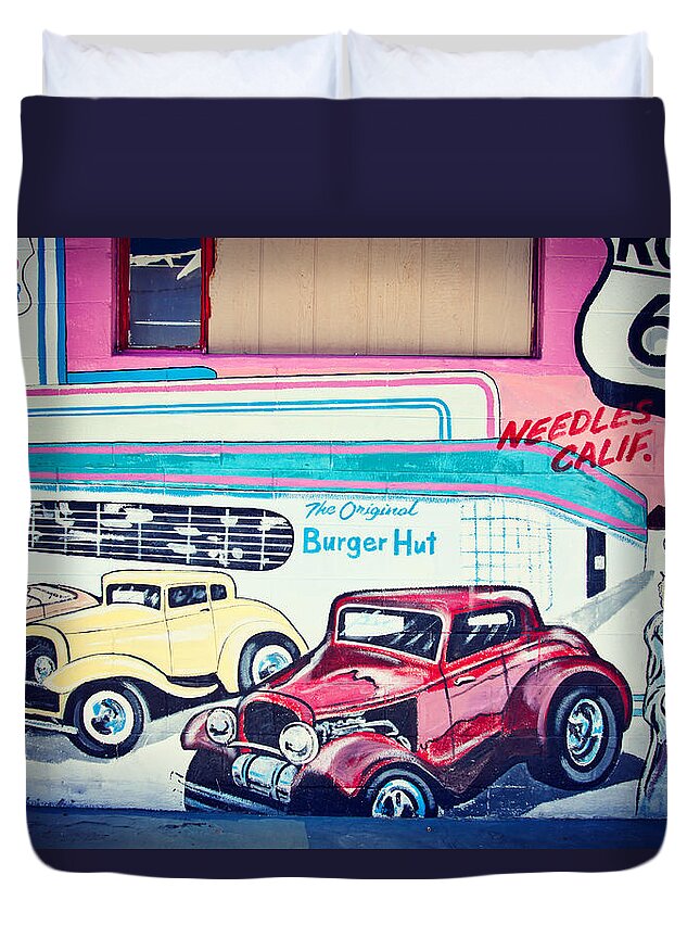 Mural Duvet Cover featuring the photograph Burger Hut by Tatiana Travelways