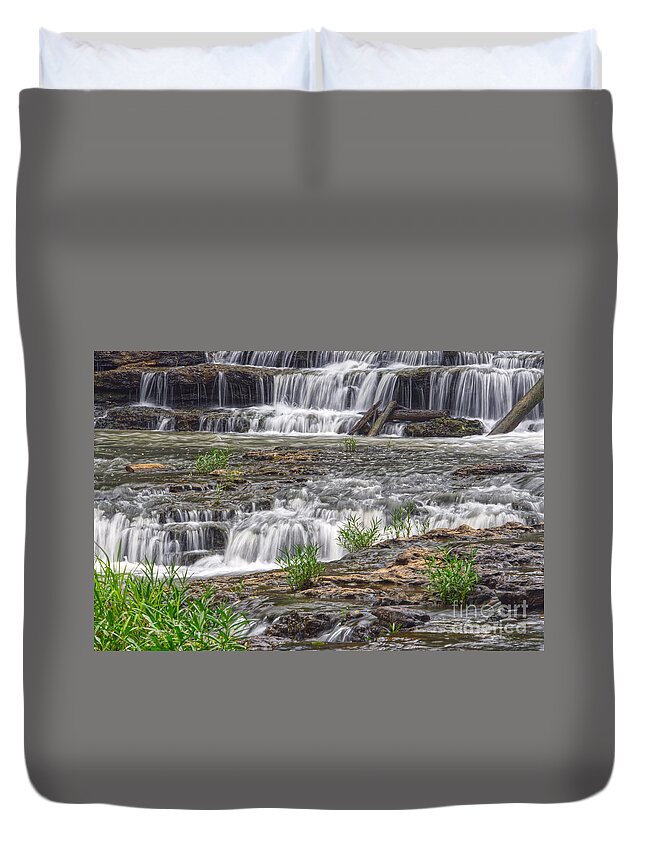 Burgess Falls State Park Duvet Cover featuring the photograph Burgess Falls 9 by Phil Perkins