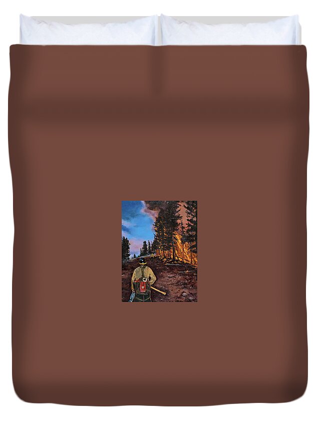 Wildland Fire Duvet Cover featuring the digital art Burn Out by Les Herman