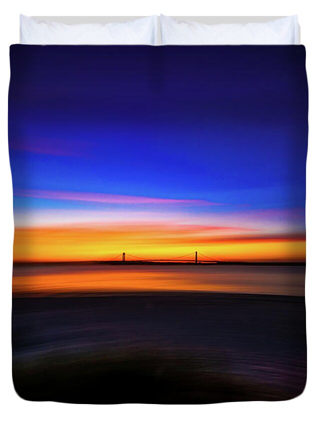 2020 Duvet Cover featuring the mixed media Burning Bridge by Stef Ko