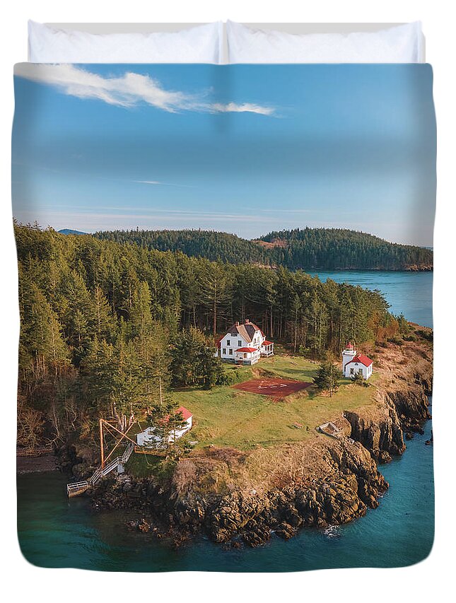 Lighthouse Duvet Cover featuring the photograph Burrows Island Lighthouse #3 by Michael Rauwolf