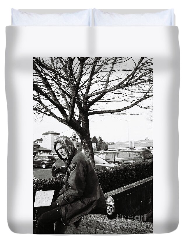 Street Photography Duvet Cover featuring the photograph Business as Usual by Chriss Pagani