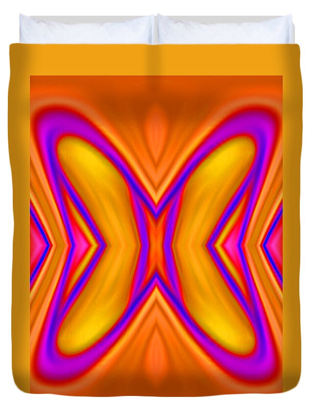 Abstract Art Duvet Cover featuring the digital art Butterfly Abstract Mango by Ronald Mills
