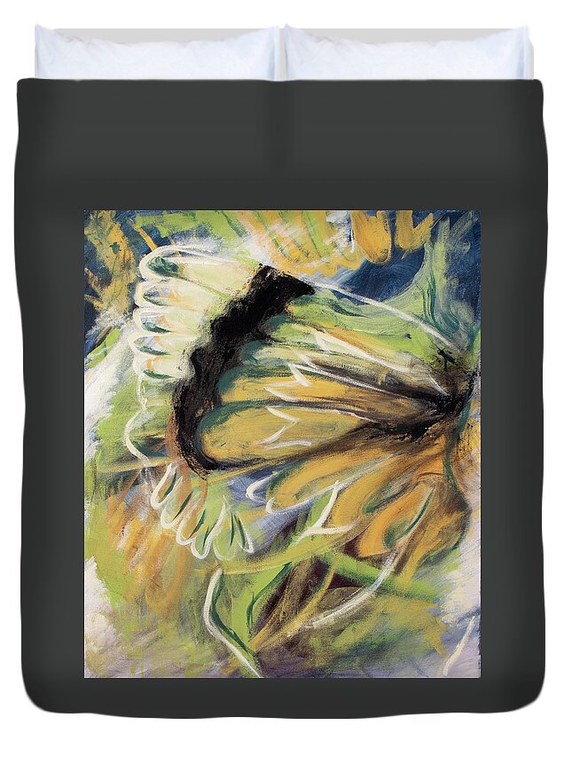 Butterfly Duvet Cover featuring the painting Butterfly Abstract by Pamela Schwartz