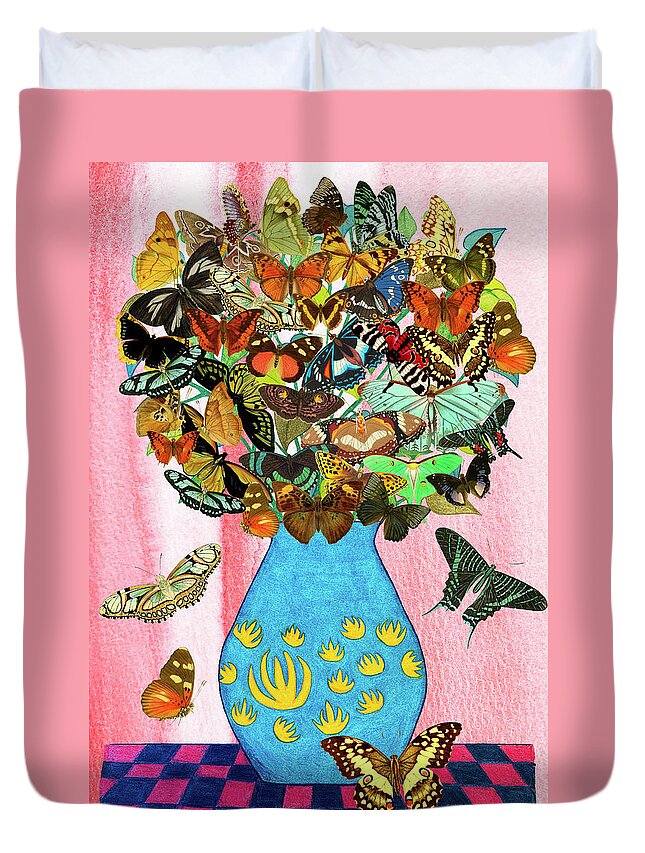Butterflies Duvet Cover featuring the mixed media Butterfly Bouquet by Lorena Cassady